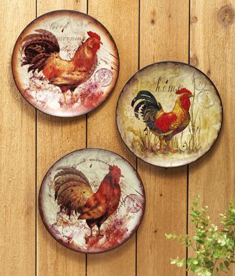 Decorative Metal Rooster Wall Plates | Rooster decor, Rooster .