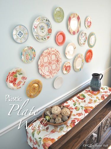 Plastic Plate Wall and Dining Room Progress | Plates on wall .