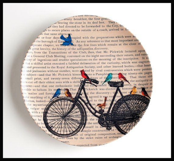 Love this plate I found on etsy! Birds on a bike, so cute! Going .