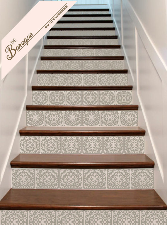Ornate Vinyl Tile Decals for Carpeted Stairs Decals for - Etsy .