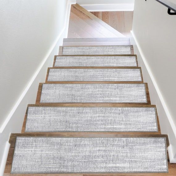Light Gray Stair Treads Carpet Decorative Stair Rug Ultra - Etsy .