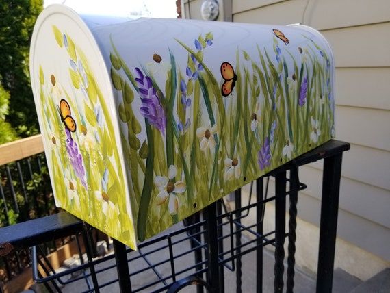 Beautiful Custom Mailbox Hand Painted Mailbox Garden Daisies .