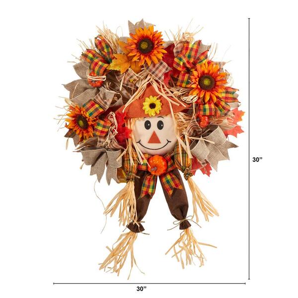 Nearly Natural 30 in. Orange Scarecrow Fall Artificial Autumn .