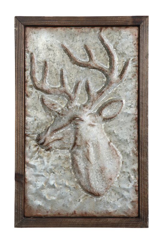 Wood and Embossed Metal Deer Wall Décor | Deer head wall art, Deer .