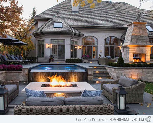 Fire+Water Combo in 15 Traditional Pools with Fire Pits | Home .