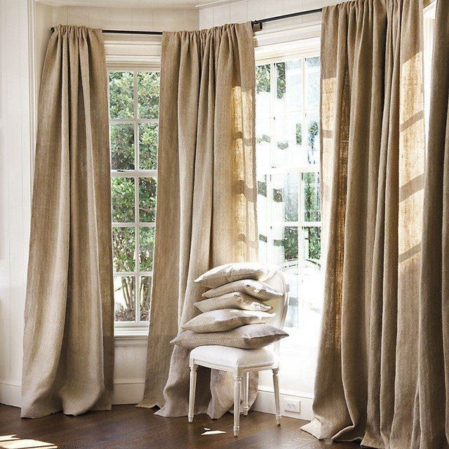 Burlap Curtains Living Room Curtains. Burlap Curtains One - Etsy .