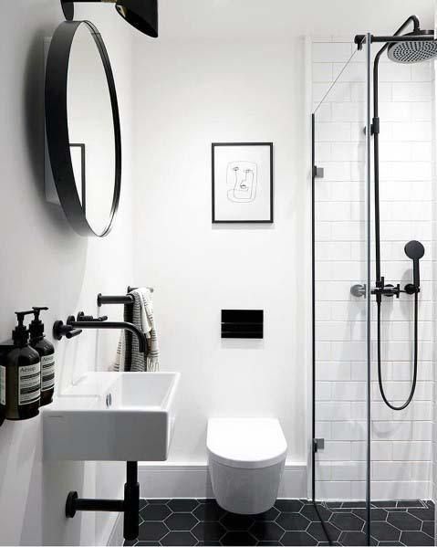 Top 60 Best White Bathroom Ideas - Home Interior Designs | Black .