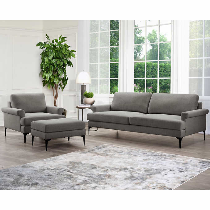 Evella Fabric 3-piece Set – Sofa, Chair, and Ottoman | Cost