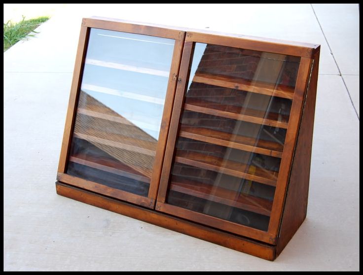 Vintage Hand Built Wooden Display Case | Display cabinet diy .