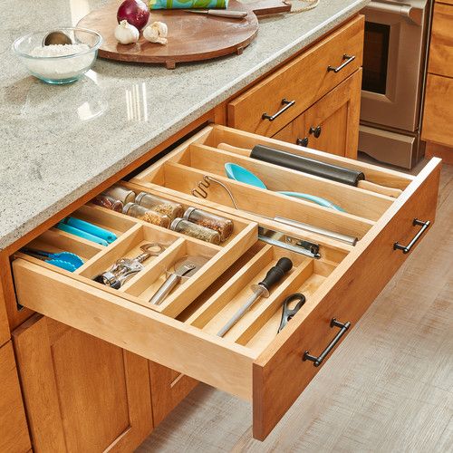 2-Tiered Wood Cutlery Pull Out Drawer | Cabinets organization .