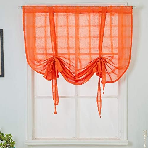 Amazon.com: vctops Solid Orange Voile Tie Up Roman Curtains Rod .