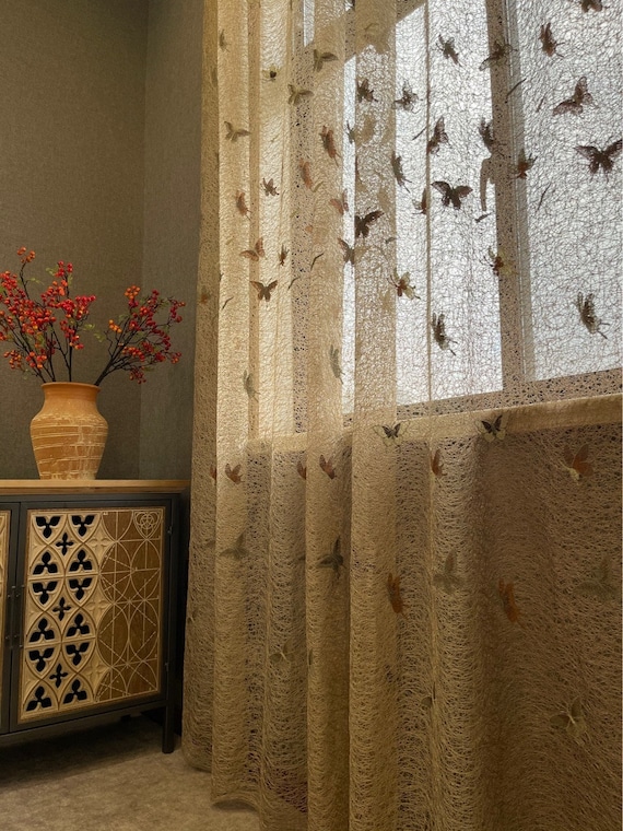 Buy New High-end Butterfly Embroidery Translucent Screen Curtains .