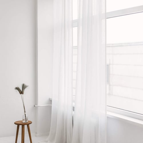 53/136 Cm Wide Lightweight Linen Curtain With Tabs or - Et