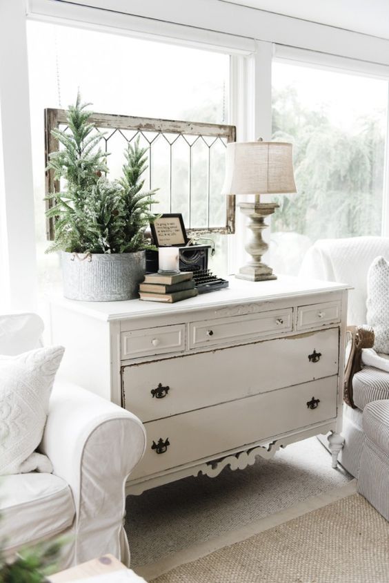 A New Old Dresser In The Sunroom | Country living room, Cozy .