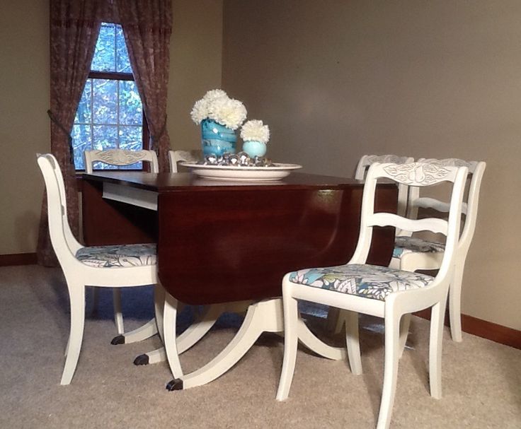 SOLD Classic Duncan Phyfe style drop leaf table & six chairs. For .