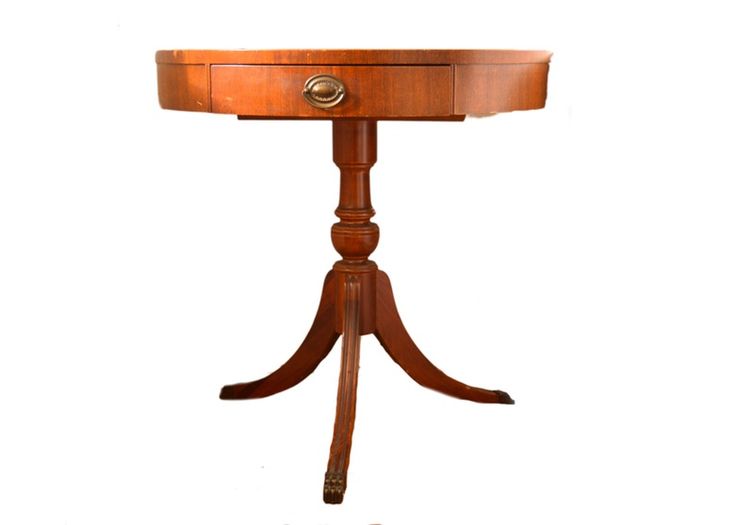 Leather Top Mahogany Duncan Phyfe Style Drum Table | Drum table .