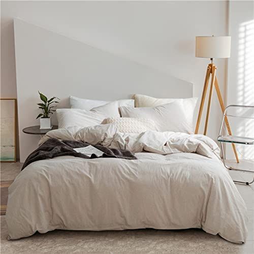 EAVD Modern Style Beige Duvet Cover Full/Queen Soft Washed Cotton .