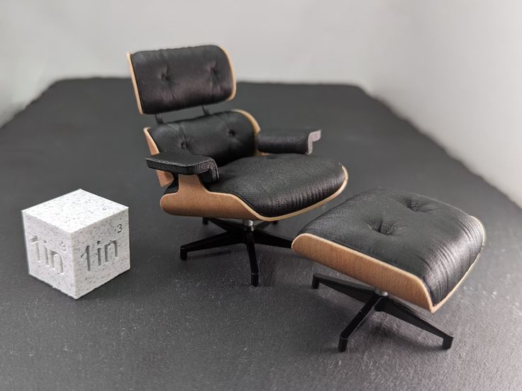 Handmade Eames Lounge Chair 1:12 Scale Midcentury Wood Stained .