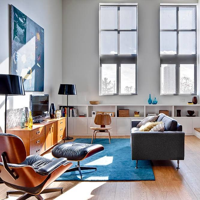 Eames lounge chair in a loft. | Living room loft, Loft style .