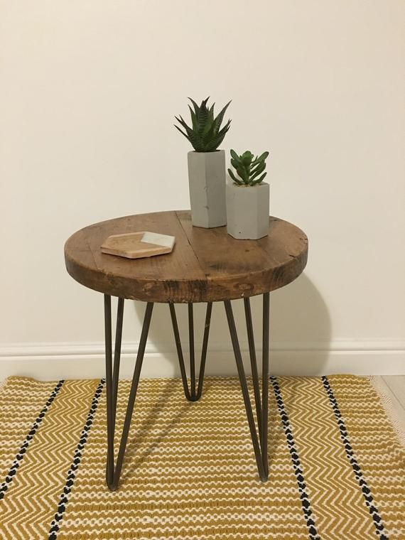 Rustic Wooden Round Side Table End Table Made From Reclaimed .