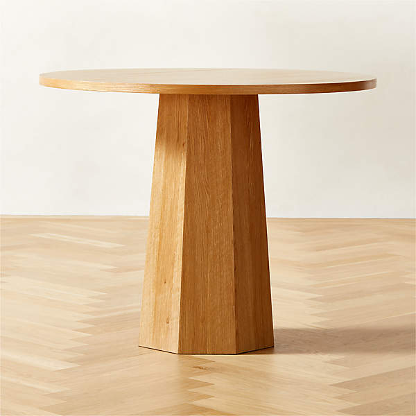 Bancroft Modern Round Oak Pedestal Dining Table 38'' + Reviews | C