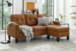 Mainstays Faux Leather Apartment Reversible Sectional Brown .