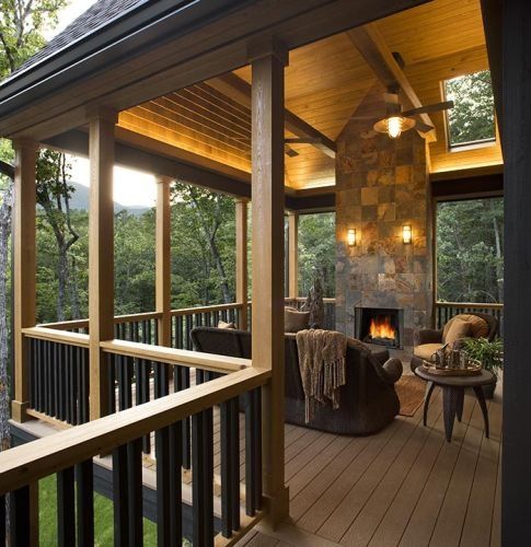 Covered Fireplace Deck Love this idea | House design, Dream house .