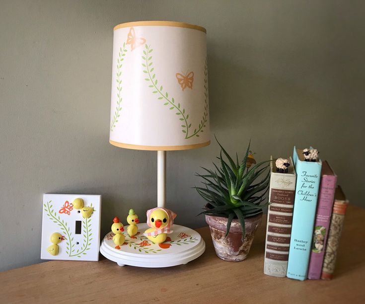 Vintage Lamp Vintage Nursery Lamp and Switch Plate Yellow - Etsy .
