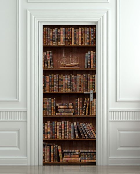 Door Wall STICKER Bookshelf with Antique Books poster | Home .