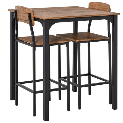 Homcom 3 Piece Industrial Counter Height Dining Table Set, Bar .