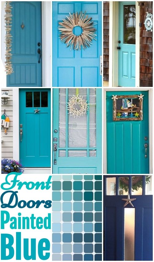 Blue Front Doors with Coastal Curb Appeal | Painted front doors .