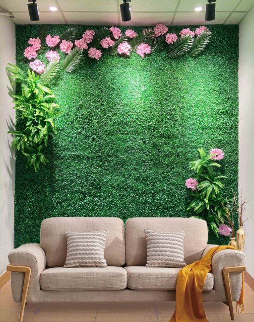 Artificial Plant Wall Flower Wall Panel Green Plastic Lawn .