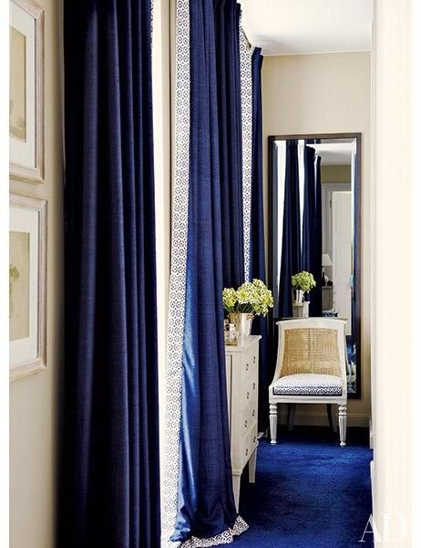 We Can't Get Enough of This Color Combo | Blue curtains living .