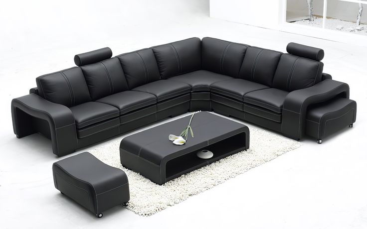 Aithen Modern Leather Sectional | Modern leather sectional .