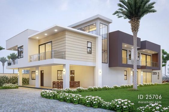 Modern 5 Bedroom Mansion - ID 25706 in 2023 | Modern house facades .