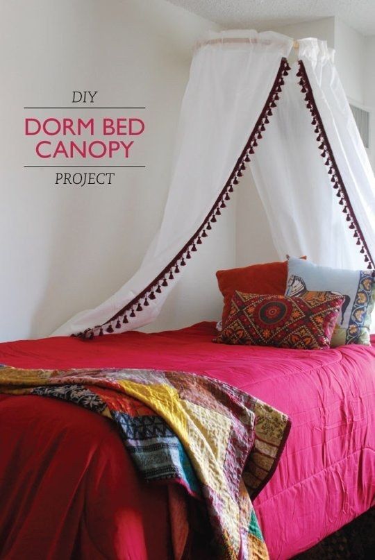 Use a hula hoop for some dorm room privacy. | Dorm bed canopy .