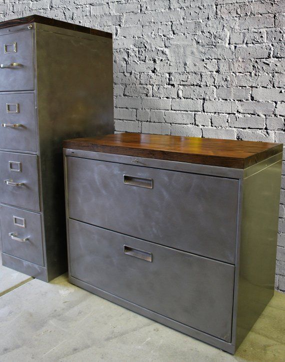 Office File Cabinet Refinished Lateral File 2 Drawer Metal - Etsy .