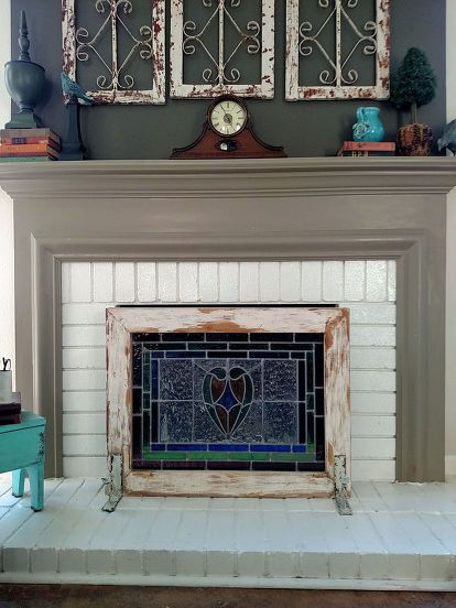 From Stain Glass to Fireplace Screen | Fireplace, Diy fireplace .