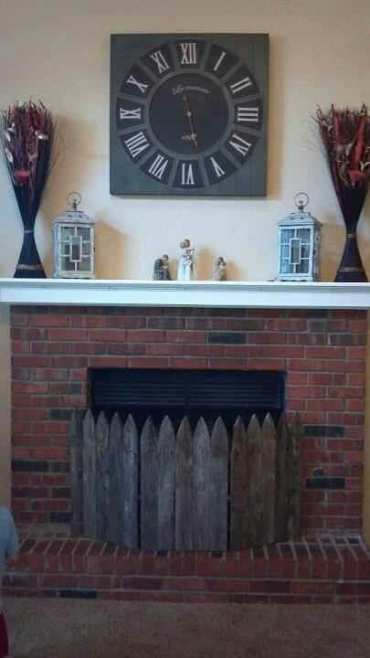DIY fireplace screen we made! Love it!! | Diy fireplace, Fireplace .