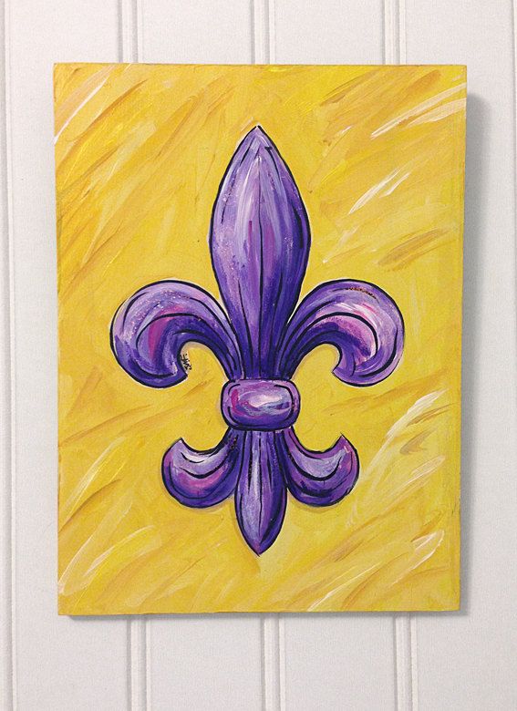 Purple and Gold Fleur De Lis Painting Sold and Ship to Mary | Etsy .