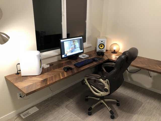 New floating desk | Home office design, Floating corner desk .