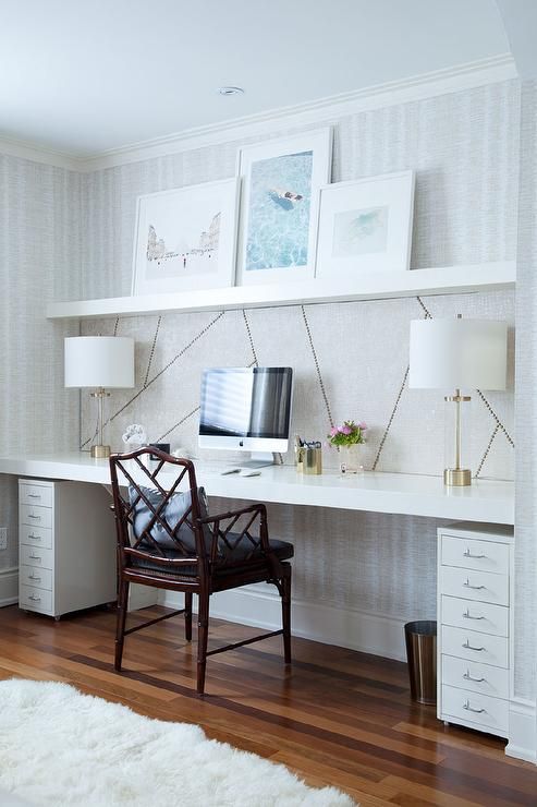 File Cabinets Under Wall to Wall Floating Desk - Transitional .