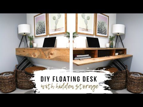 DIY Floating Desk With HIDDEN Storage - YouTube | Diy floating .