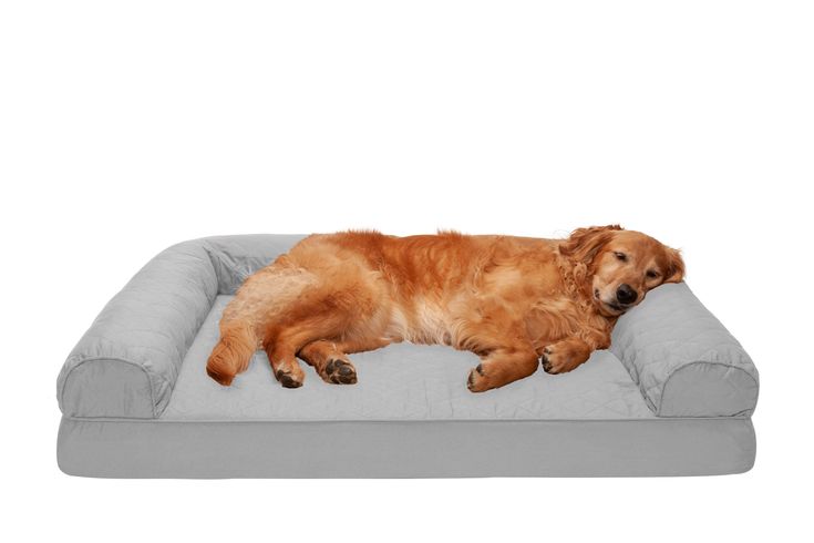 Sofa Dog Bed - QuiltedSolid Orthopedic Foam / Silver Gray / Jumbo .
