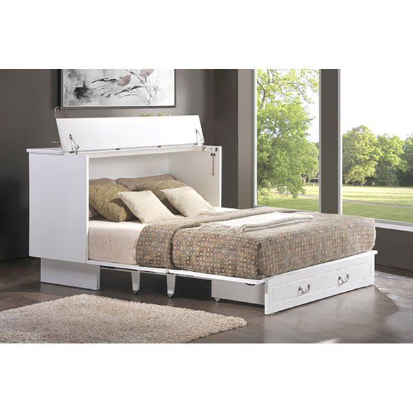 Essie Queen Storage Murphy Bed with Mattress and Power Outlets .