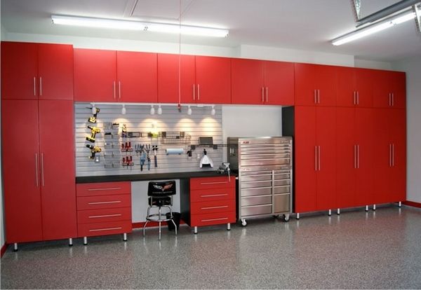 red cabinets modern garage design countertop | Garage cabinets .