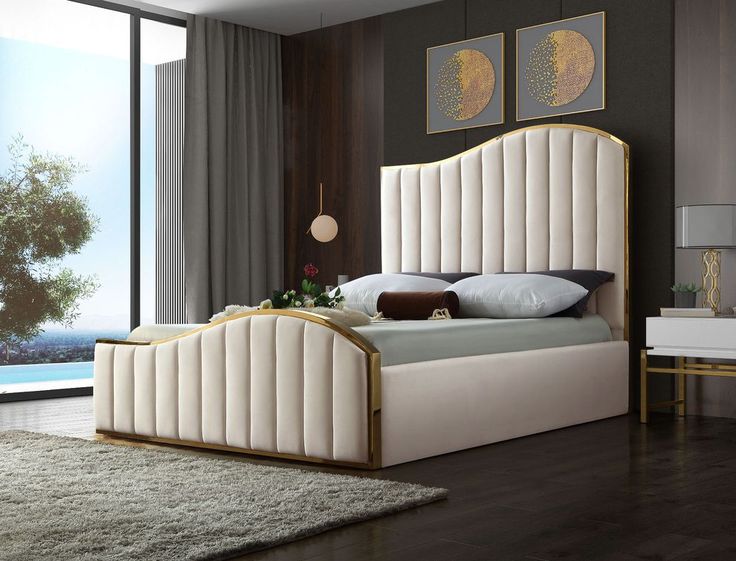 Meridian Jolie Cream King Size Bed jolie | Bed design, Luxury .