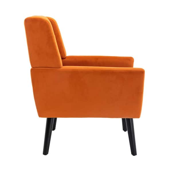 ATHMILE Modern Soft Orange Velvet Material Ergonomics Accent Chair .