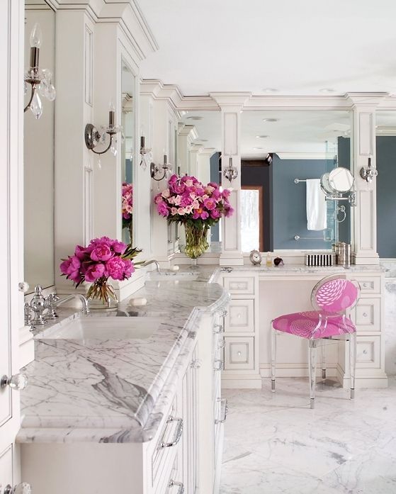 How To Decorate With Hot Pink + Paint Colors | Beautiful bathrooms .