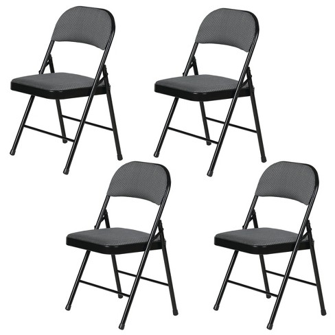 4pk Fabric Padded Folding Chairs Gray - Plastic Dev Group : Targ